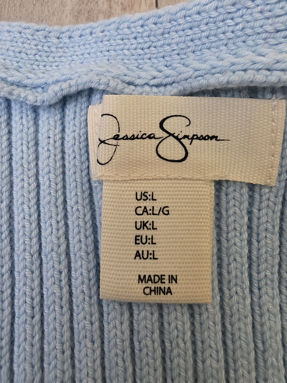 Jessica Simpson Light Blue Ribbed Knit Button-Front Vest - Picture 8 of 9